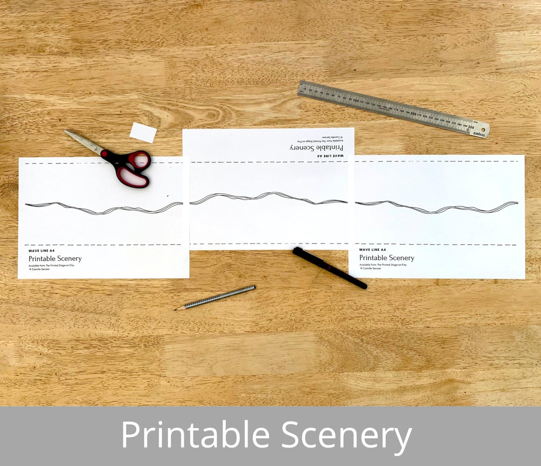 Wave Line Printable Water Wave Line Activity Sheet (A4 PDF) - Wall Art Template - Scenery ...