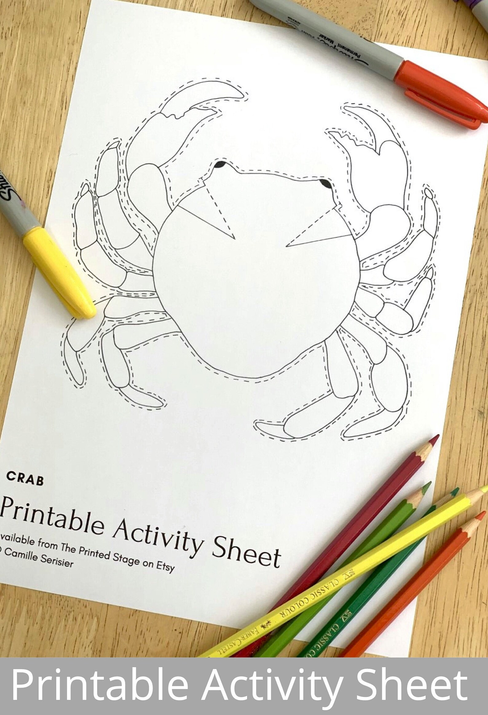 Crab Printable Activity Sheet A4 PDF | Etsy