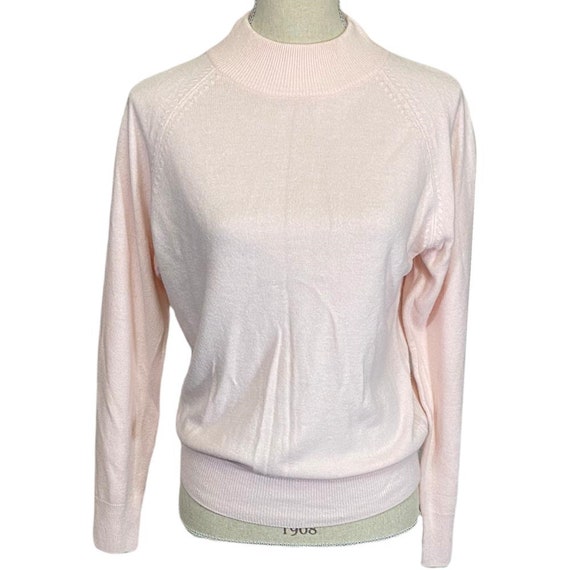1980's Blush Pink Knit Turtle Neck Sweater by Sea… - image 2