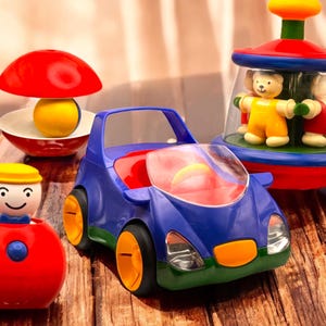 Vintage Ambi Toys & Tolo Car Classic Baby Sensory and Activity Toys Retro Nursery Learning Toys - You Pick