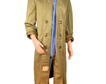 Olive Green Military Trench Coat Mens  L 1962 Shiff & Co. Inc. Army Surplus Vintage