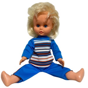 Poltoy 1970’s Leisure Suit Blond Sleepy Eye Fashion Doll Vintage Retro Made in England