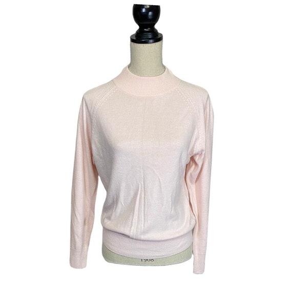 1980's Blush Pink Knit Turtle Neck Sweater by Sea… - image 1