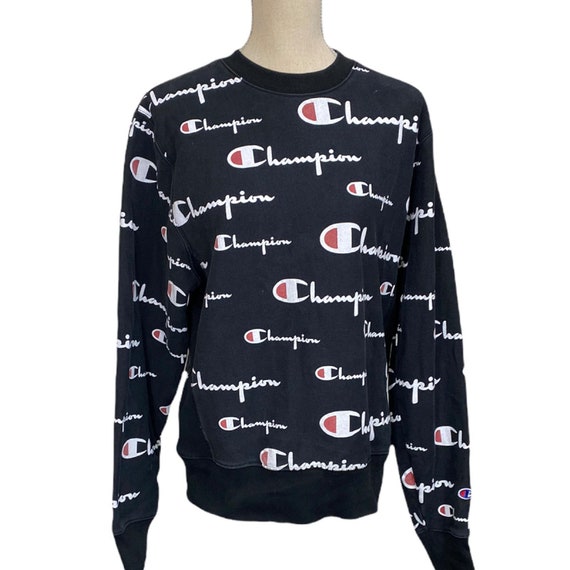 Champion Logo Print Sweater Pattern Reverse Weave All Over - Etsy Denmark