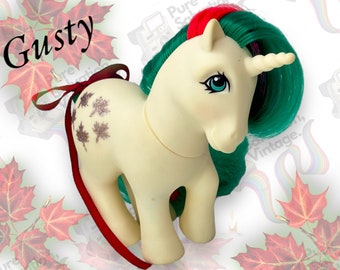 My Little Pony, “Gusty,” G1, Glitter Maple Leaf Unicorn, by Hasbro - Pre Loved