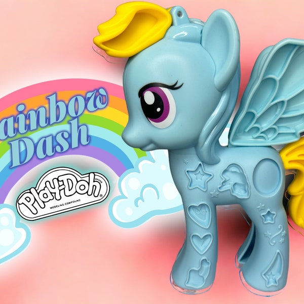 Rainbow Dash 10"  My Little Pony Friendship Is Magic Play Doh Mold & Press Blue Pegasus Pre Loved
