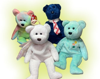 You Pick - Ty Beanie Baby Bears "Peace Bear" "Ariel," "Pops," & "Halo" - Pre Loved