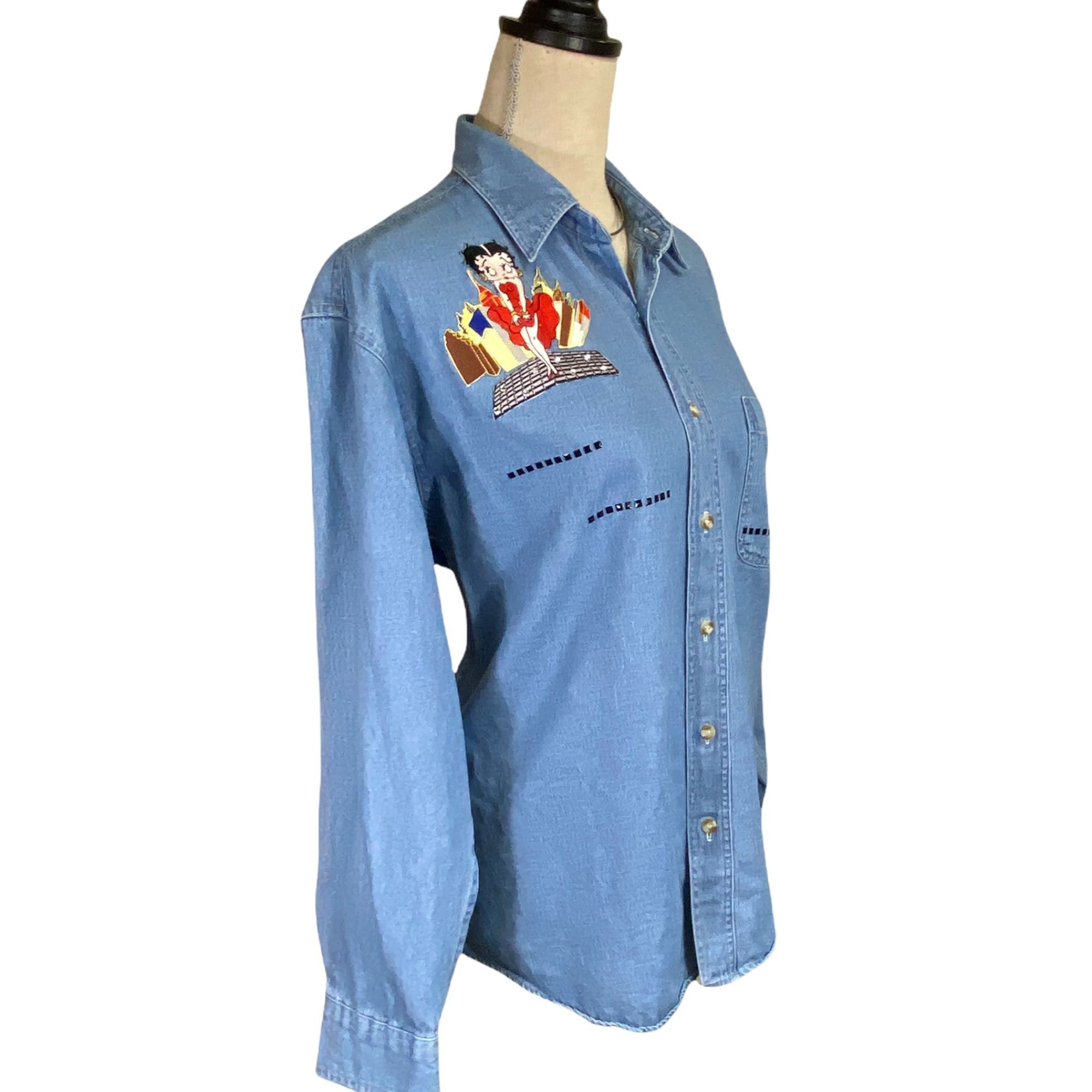 Betty Boop Denim Shirt Rare Vintage 80's 