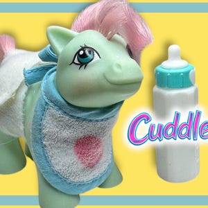 G1 Cuddles My Little Pony Baby Mint Green Pony With Pink Hair and