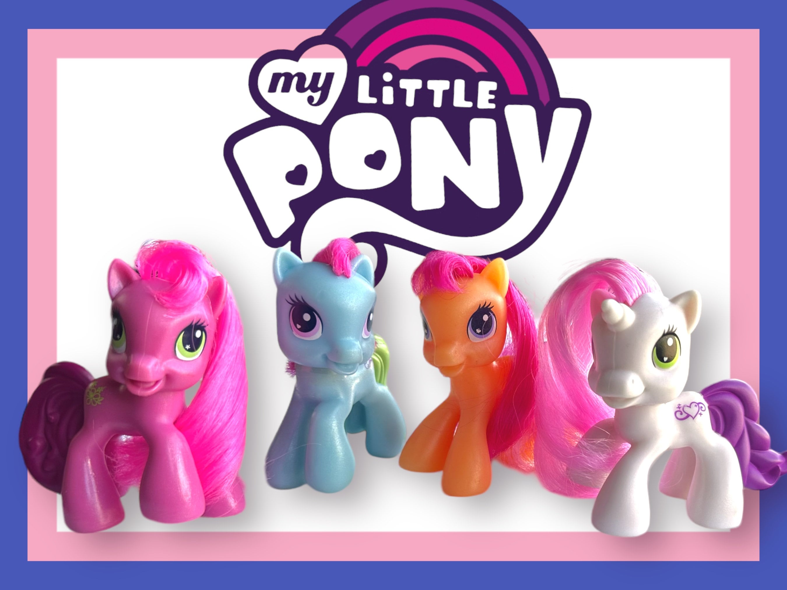 My Little Pony McDonalds Toy Blue Pony Plastic Tail Rainbow Hair