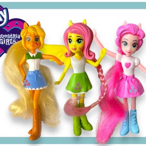 McD My Little Pony Equestria Girls Happy Meal Toys, Applejack, Pinkie Pie, & Fluttershy, Pre Loved You Pick