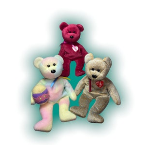 Ty Beanie Baby Bears Lot 06&#39; Eggs Bear, 01&#39; Valentina, & 99&#39; Signature Bear -  You Pick