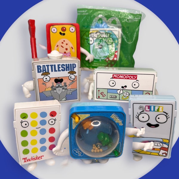 2021 Mcdonald's Hasbro Gaming Happy Meal Toys - Monopoly, Hungry Hippos, BattleShip & Trouble
