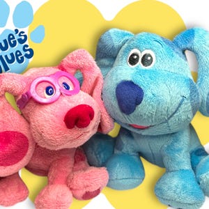 Vintage Blue’s Clues Plüschtier Lot – Viacom Blue & TY Magenta Beanie Baby – 2000er Jahre Sammlerstücke