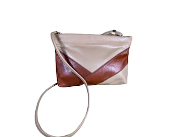 Bolso bandolera de piel geométrica vintage de los años 80