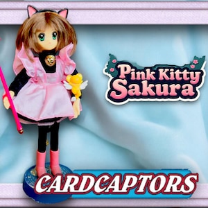 vintage Cardcaptor 20 cm Sakura Pink Kitty Doll - Complet avec accessoires, base parlante, Trendmasters 2000, livraison nationale gratuite
