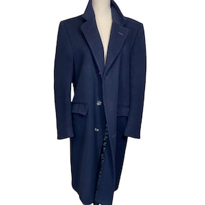 Vintage Wool and Cashmere Button Front Coat, Blue Classic Winter