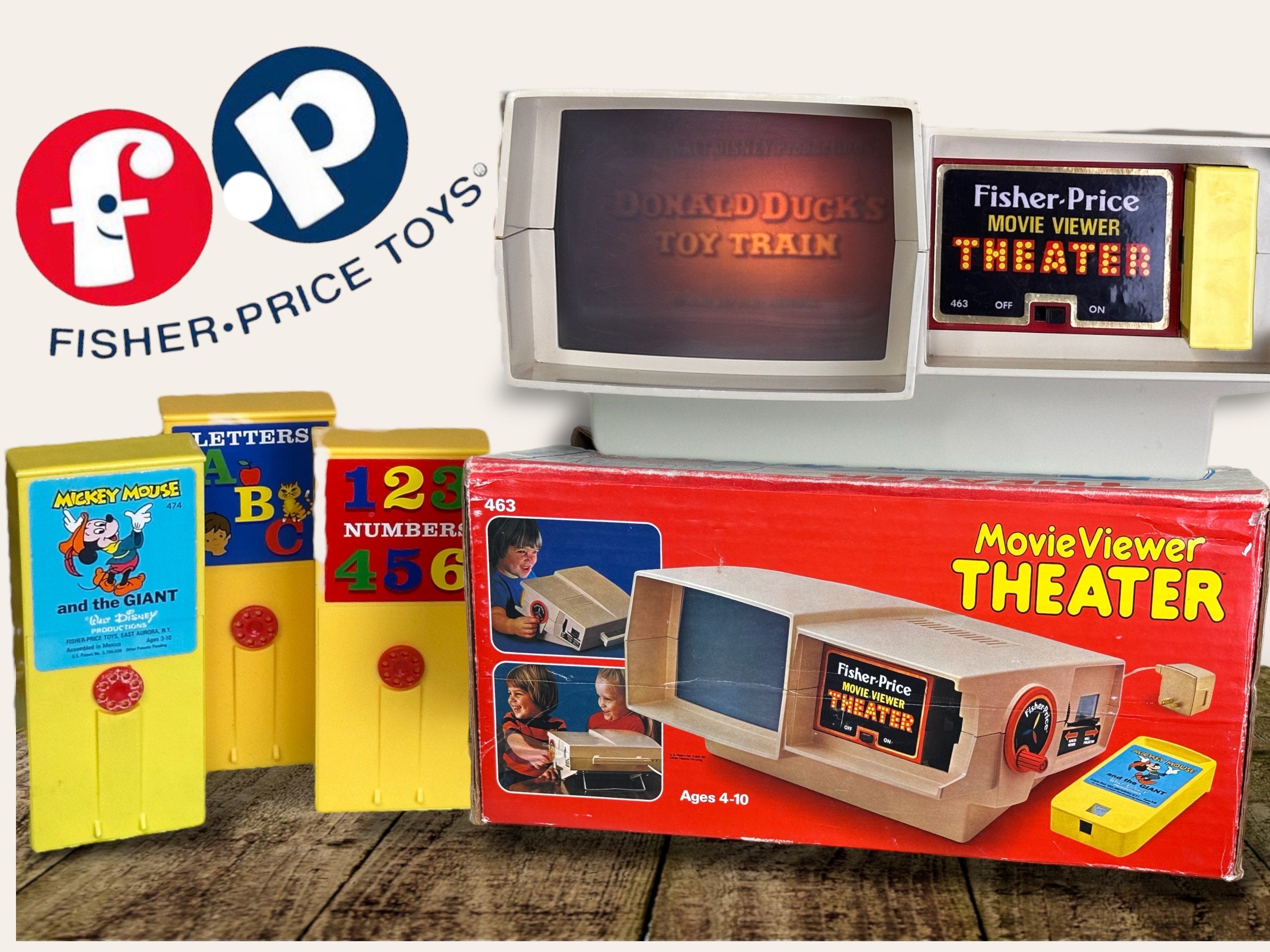 Fisher Price Movie Viewer Vintage 1977 W/ 4 Movies and Box