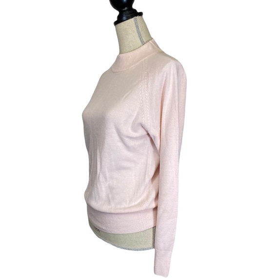 1980's Blush Pink Knit Turtle Neck Sweater by Sea… - image 4