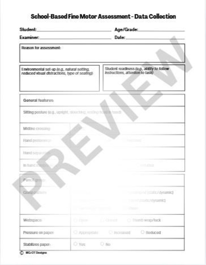 School-based Occupational Therapy Assessment - Etsy