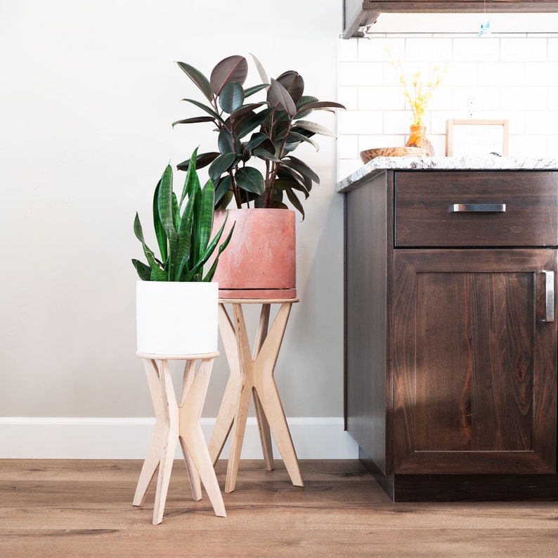 Mid Century Modern Indoor Plant Stand Tall Indoor Wood Plant - Etsy