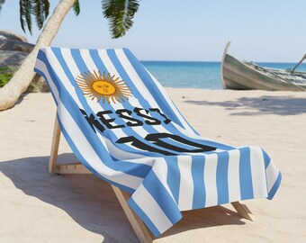 Personalized Argentina Fans Beach Towel | Football Soccer Jersey | Birthday Anniversary Christmas Gift Ideas | Travel Vacation Summer Pool