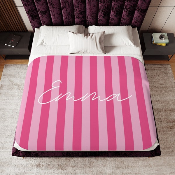 Personalized Your Lovely Name on Super Lovely Pink Victoria Secret Theme Sherpa Blanket  | Best Gift Idea | Birthday Christmas Gift