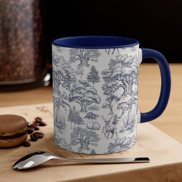 Luxe vintage Toile De Jouy Français Nature Paysage Seamless Pattern Fashion Art Mug | Chasse aux cadeaux d'anniversaire de Noël