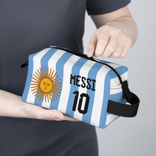 Super geweldige gepersonaliseerde naam & nummer make-up toilettas | Voetbalfans Argentinië Jersey | Jachtreizen, verjaardagen, ideeën voor kerstcadeaus