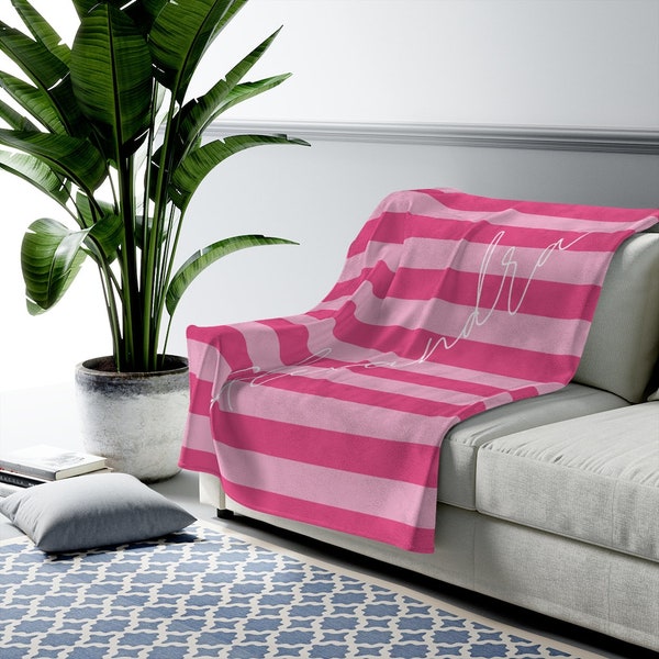 Personalized Velveteen Plush Blanket in Pink Victoria Secret | Winter Blanket | Warm Blanket | Cozy Blanket | Birthday Christmas Gift