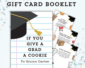 Libro de tarjetas de regalo de graduación (descarga digital) / Tarjetero para graduados de secundaria / Regalo imprimible para la clase de 2026 / "Si le das una galleta a un graduado"