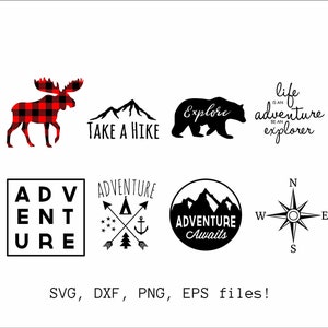 Adventure SVG and PNG Bundle, Instant Download, Adventure Awaits, Camping Bundle, Camping SVG, png, eps, cricut