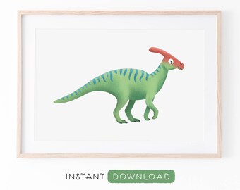 Parasaurolophus Print | Dinosaur Print | Kid's Room Decor Poster | Printable Wall Art