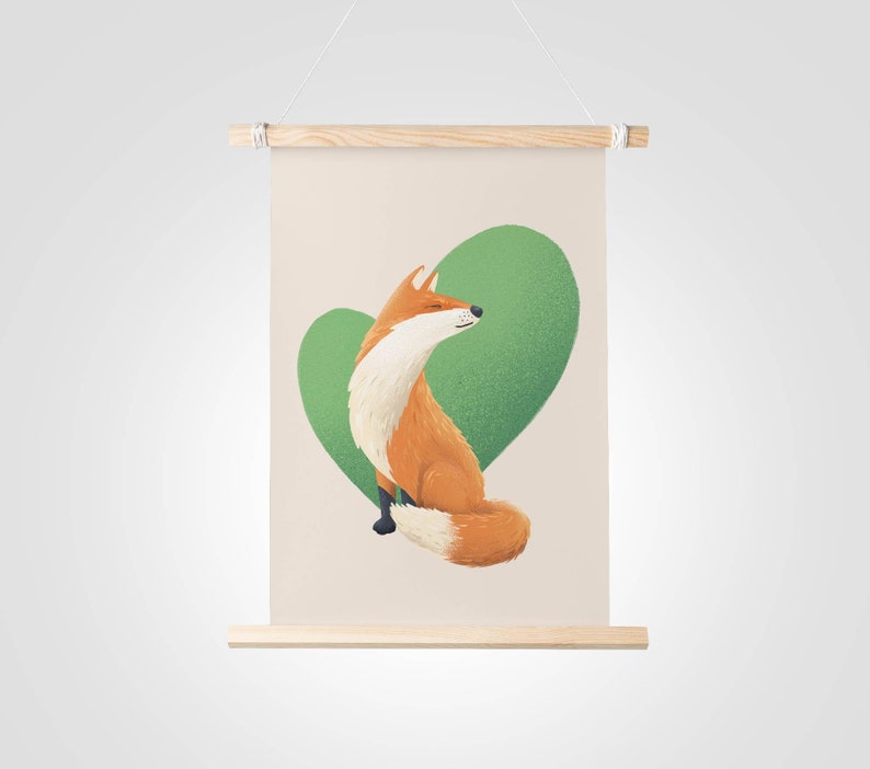 Cute Fox Printable Poster Animal Illustration Wall Art for - Etsy