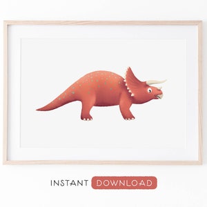 Triceratops Print | Dinosaur Illustration | Home Decor Poster | Printable Wall Art