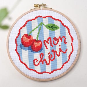 Cherry Cross Stitch Pattern PDF | Mon Cheri French cafe and cottage kitchen mood