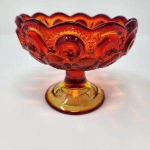 LE Smith Amberina Compote Moon and Stars
