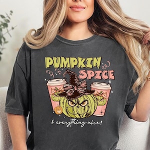Grinch pumpkin spice Halloween shirt spooky season green witch fall coffee sweatshirt funny latte lover aesthetic cozy autumn tee gift shirt