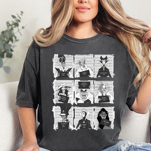 Retro Disney Villains Mugshot Lineup Shirt Evil Queen Ursula Scar Maleficent Jafar Halloween Disney Tee Comfort Colors Villain Trip Shirt