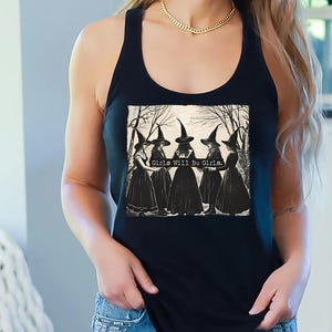 Vintage Girls Will Be Girls Witch Tank Top Halloween Witchy Vibes Tank Top Feminist Girl Power Graphic Top Spooky Season Aesthetic Top Gift