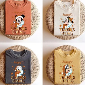 Disney Mickey And Friends Happy Thanksgiving Shirts,Comfort Color and Bella Canvas shirt,Thanksgiving Fall Trip,Family Thanksgiving Matching