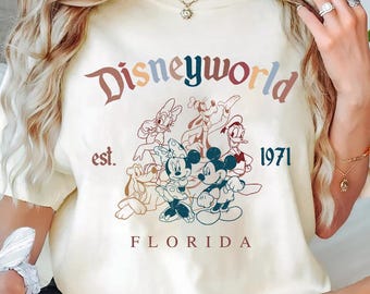 Disney World Florida T-shirt, Disney World Est 1971 T-shirt, Disney Magic Kingdom Resa T-shirt, Disney Semester T-shirt, Musse Pigg och vänner Retro T-shirt