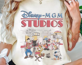 Camiseta vintage de Disney MGM Studios, camiseta retro de Disney Hollywood, camiseta clásica de Disneyworld con colores cómodos, camiseta a juego para viajes familiares de Disney