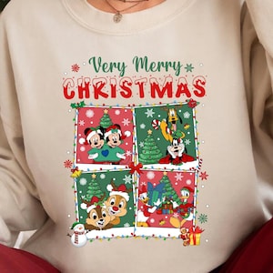 Merry Christmas Sweatshirt, Disney Christmas Sweatshirt, Christmas Mickey And Minnie Plaid Sweatshirt, Christmas Family Shirt, Very Merry