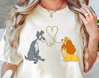 Lady and the Tramp Disney Shirt, Couple's Lady and Tramp Shirt, Disney Dogs Valentine Tee, Disneyland Valentines Day Gift Shirt for Couples