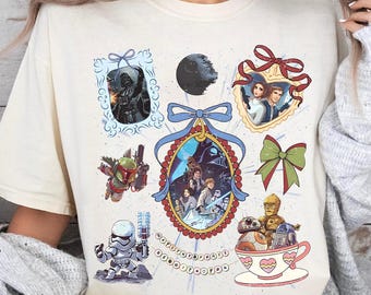 Retro kokette Disney Star Wars Shirt Schleife Ästhetik R2D2 ATAT Ewok Tee Disney Reise Shirt Disneyworld Star Wars T-Shirt Kawaii Galaxie Tee Geschenk