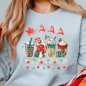 Christmas Coffee Shirt, Christmas coffee Sweatshirt, women Holiday sweater, Christmas Tee, Coffee Lover gift, Latte drink Crewneck