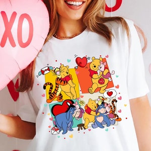 Camiseta de San Valentín de Disney Winnie the Pooh y sus amigos, sudadera con el mensaje "Winnie the Pooh Love", camiseta a juego de San Valentín de Disneyland, bonito regalo de San Valentín