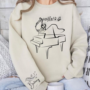 Custom Name Piano Shirt, Pianist Musician Tee, Piano Player Gift, Music Lover Shirt, Personalized Piano Teacher Gift Custom Piano Sweatshirt
