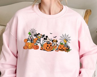 Mickey and Friends Skeleton Pumpkin Disney Halloween Shirt Disney Halloween Matching Tee Disney Halloween Sweatshirt Gift for Disney Lovers